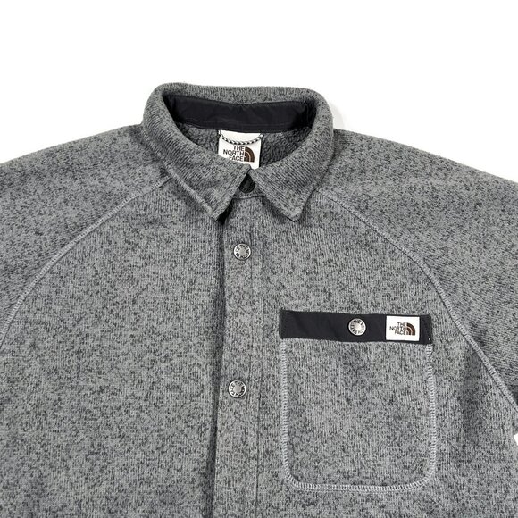 North Face Gordon Lyons Fleece Snap Button Shirt Jacket Mens Small Shacket Gray - Picture 6 of 13